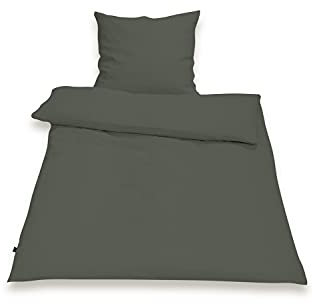 SETEX Halbleinen-Bettwäsche, 155 x 220 cm, Bezug für Bettdecke im Set mit Kissenbezug, 55 % Leinen, 45 % Baumwolle, Weiches Soft Washed Finish, 2-teiliges Bettwäsche-Set, Graphitgrau