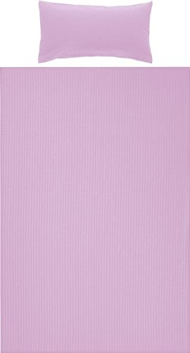 Erwin Müller Bettwäsche-Set Seersucker Uni Serie Rosenheim, Bettbezug, Kissenbezug Flieder Größe 40x80 cm / 155x220 cm - pflegeleicht, bügelfrei, mit Reißverschluss