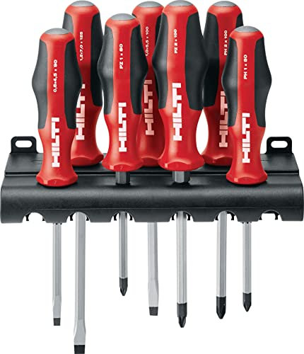 Hilti 2039207 Juego de 7 destornilladores manuales S-SD-S COMP (Atornilladora manual, con punta Black Point y bastidor de montaje en pared. De inserción hexagonal)