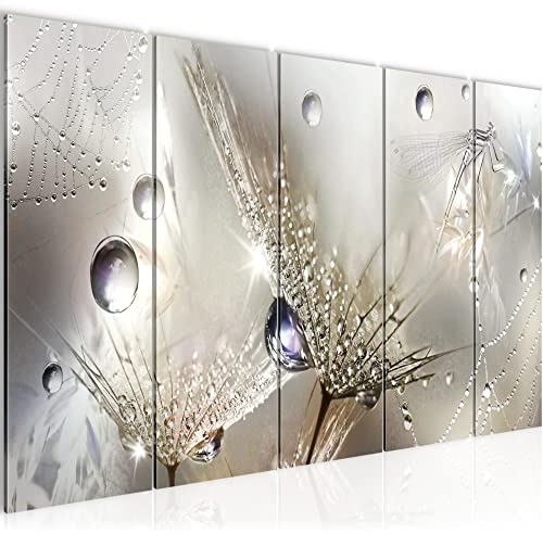 Runa Art Bild Blumen Pusteblumen Wandbilder auf Vlies Leinwand 5 Teilig Wanddekoration Wohnzimmer Schlafzimmer 043156a