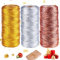 Fil Doré - Métallique Cordon, 3 Rouleaux Corde de Loisirs Créatifs, 1.5mm Fil Doré Noel d'or Cordon Métallique pour DIY Artisanal Décoration Bijoux Décoration de Noël Emballage de Cadeaux (300M)