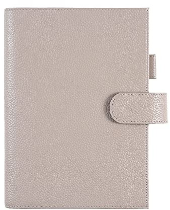 Moterm Leder Cover für A5 Notizbuch - Passt Hobonichi Cousin,Stalogy und Midori MD Planer,mit Stiftschlaufe,Kartenfächer und hintere Tasche (Kiesel-Taupe)