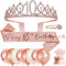 10. Geburtstag Mädchen, 10. Geburtstagskrone und Geburtstag Schärpe, Geburtstag Deko Rose Gold, Birthday Schärpe Tiara Krone, 10 Geburtstag Cupcake Topper Konfetti Luftballons Party Zubehör Deko