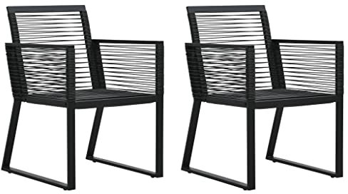 vidaXL Gartenstühle 2 STK. Schwarz PVC Rattan