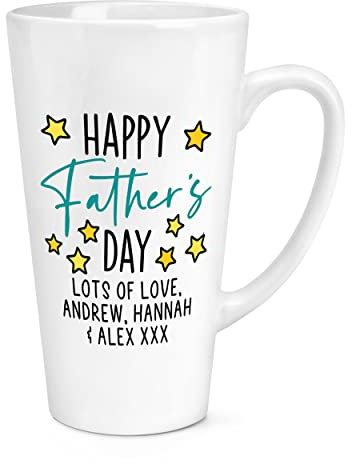 Personalised Happy Father's Day Script Stars 17oz Large Latte Mug Cup