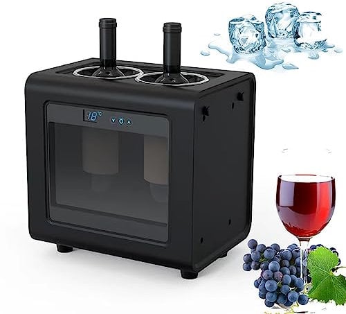 Mini Electric Wine Bottle Cooler, Electric Wine Chiller with LED Touch Button, Glass Door and Compact Size, Smart Thermostat Control, for Beer Cola Water Milk Wine Drink