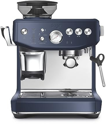 Breville the Barista Express Impress Espresso Machine with Grinder & Milk Frother, Espresso Maker with Assisted Tamping, Cappuccino & Latte Machine for Home, BES876DBL, Damson Blue