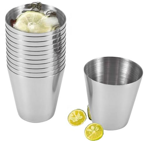 Torribaly 15 Stück Edelstahl Schnapsgläser, Metall Edelstahl Becher Schnapsglas, Tequila Gläser Metallbecher Schnapsbecher, Becher Stapelbar Zinnbecher für Whisky Tequila Schnaps (30ml)