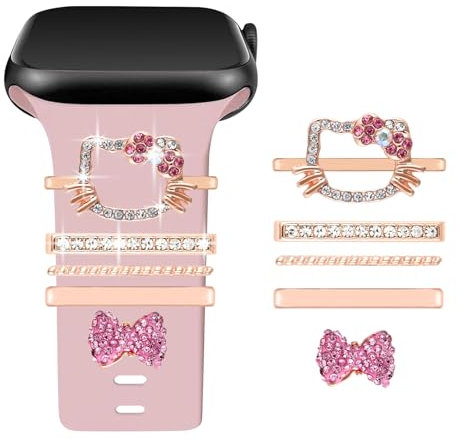Shesyuki Watch Strap Charms with Decorative Rings Loops and Clasp Compatible with Apple Watch 38mm 40mm 41mm 42mm 44mm 45mm Metal Diamond Sliding Strap Accessories for iWatch Series 8 7 6 5 4 3 2 1