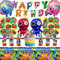 Rain Friend Party Set Kindergeburtstag, 37 PCS Birthday Party Supplies, Happy Birthday Banner, Ballons, Kuchen Deko, Geburtstag Tischdecke, Geburtstag Deko für Junge Mädchen