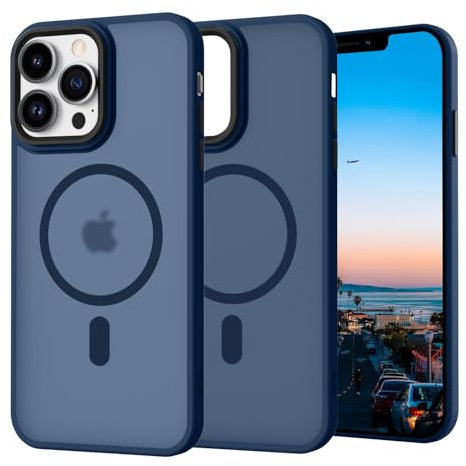 SupVict iPhone 13 Pro Max Case Magnetic, Phone Case iPhone 13 Pro Max Slim Thin Translucent Matte Back, Shockproof Anti-Yellow Military Grade Protective Cover Case for iPhone 13 Pro Max Dark Blue