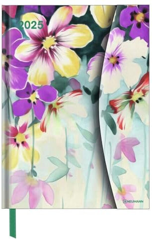 N NEUMANNVERLAGE - Flower Fantasy 2025 Diary, 16x22cm, Taschenkalender mit Magnetverschluss und Lesebändchen, Tasche für Visitenkarte, Jahres- und ... internationales Kalendarium: Magneto Diary