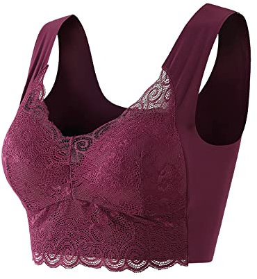 Damen Komfort Bh Mittel Halt Bügelloser Schlaf Bh Gepolstert Spitzen Bra Mit Zusätzlicher Bh-Verlängerung Weich Seamless Stretch Bustier Nahtlos Sport Bh Klassische Top Für Alltag Yoga Damen