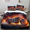 Ruiqieor Bettwäsche 155x220cm,Flammen Motocross-Motorrad Motiv Bettwäsche Set 3teilig,1 Bettbezug+2 Kissenbezug 80x80 cm,3D gedruckte Bettwäsche（#7）