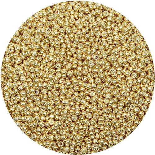 3mm Seed Glass Beads for Bracelet & Jewellery Making - 5000 Pcs Gold Craft Beads for DIY Necklace & Earrings