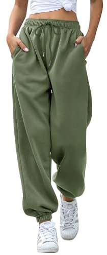 EBANKU Damen Jogginghose mit Cinch-Bottom und Taschen, einfarbiger Trainingsanzug, Baggy Hose mit elastischer Taille für lässiges Hip-Hop, Fitnessstudio und Joggen