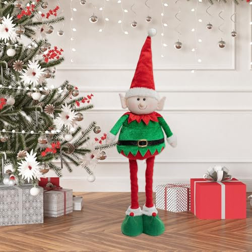 ACTOYS Weihnachtself Puppe, Einziehbare Weihnachts Puppen Dekoration, Elch oder Elfe, Weihnachtswichtel Puppe, Christmas Decorations (Weihnachts elfenpuppe)