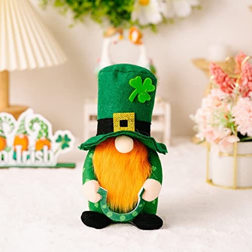 Adorno de gnomo de San Patricio, a cuadros verdes, festival irlandés, gnomos verdes, gnomos sin rostro, muñeca irlandesa, figura de gnomos para el hogar, mesa ORN Cool Desk Gadgets (A, talla única)