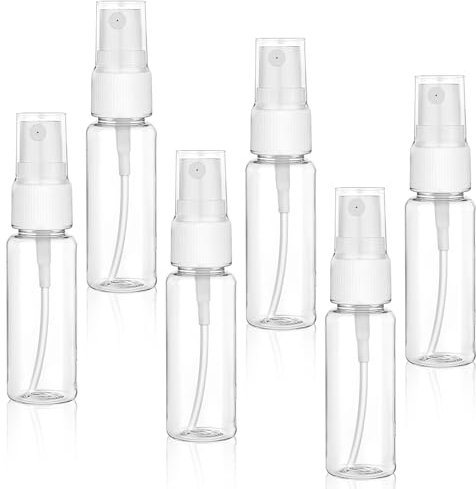 JJUNW 6 Stück Sprühflasche Transparente 20ml, Kunststoff Sprayflasche Leer Reiseflaschen Kleine Sprühflaschen zum Befüllen Plastik Sprühbehälter Nachfüllbare Spray Bottle für Reisen Sauber Hydrat Haut
