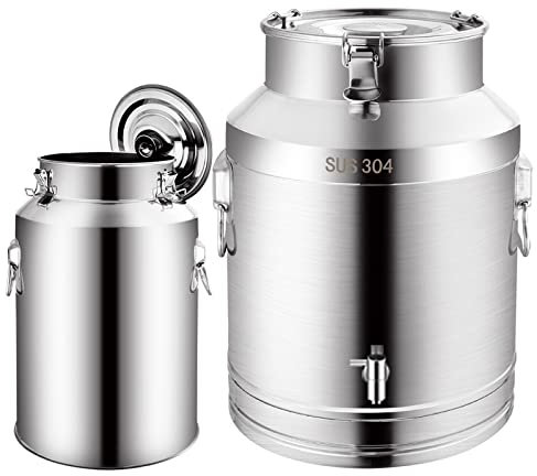 Bidón de acero inoxidable para almacenar leche de 15 l, 20 l, 28 l y 35 l: cubo hermético para transporte de leche, barril, balde para vino, tanque de agua con tapa sellada de silicona, suministros