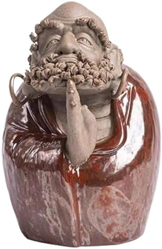 QJFORU Teeservice, Zen-Keramik-Ornamente, Haustier-Zen-Bodhidharma-Ornamente, Charakterstatue, Kunsthandwerk, chinesischer Stil, Heim-Teezimmer-Dekoration, Teeservice-Zubehör(Brass)