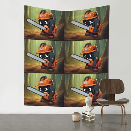 YYHHAOFA Tapestry - Soft and Durable Wall Hanging for Bedroom, Dorm Decor, and Picnic Cloth 60x51 inch Cute Crying Chainsaw Pattern