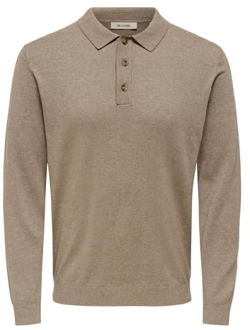 Only & Sons Herren Only & Sons Male Gestrickter Rollkragen Onsloui Gestricktes Poloshirt Onsloui Reg 12 Ls Mel Polo Knit (1er Pack)