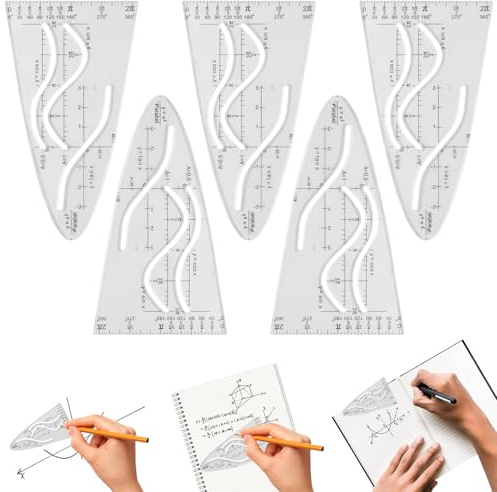 5 stencil per parabola, matematica, stencil curvo, righello per parabola, stencil da disegno, multifunzione, per studenti, ufficio, designer