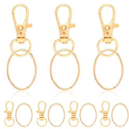 Schlüsselring Klein 84Stk Karabiner Schlüsselanhänger Basteln Selber Machen Ringe Karabinerhaken mit Drehgelenk-Golden