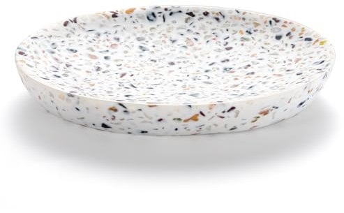 Luxspire Seifenschale, Ovaler Seifenhalter Schwamm Seifenspender Kratzfest Seifenbox Seifendose Elegant Seifenablage Leicht Reinigen Soap Holder Dish für Küche Badezimmer und Dusche, Terrazzo