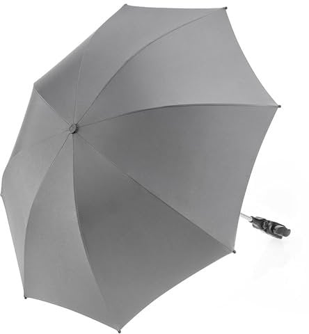 Zamboo Universal Sonnenschirm UV 50+ für Kinderwagen & Buggy | flexibler Sonnenschutz mit 73 cm Durchmesser, einfach montierbar auf Rund- und Ovalrohre - Grau