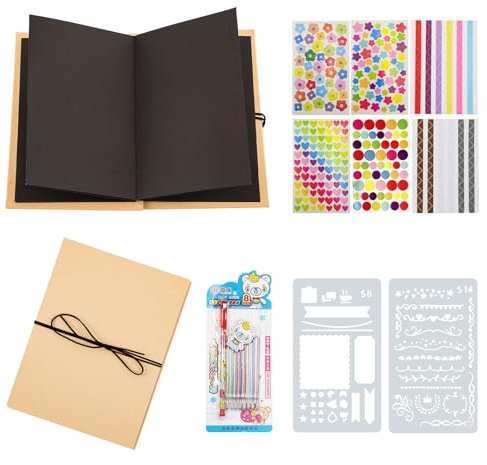 AIZHAZHA Album de Fotos para Pegar y Escribir, Album Scrapbook de Bricolaje 8 In, Álbum de Fotos de Pareja DIY, Personalizados Álbum Fotos Negro Plegable Cumpleaños, Aniversario, Regalos de Boda