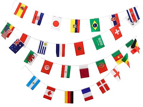 BESTonZON 1satz Fussball Wimpelkette Länder Flaggen Banner Für Fußballpartys Deko Für Wm-events Garten Und Feste Einfach Aufzuhängen Wetterfest Und Langlebig