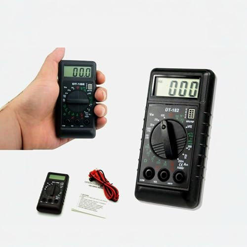 Multimetro Digitale Tascabile Ultra Sottile con Puntali – Misuratore AC/DC 750V/1000V, Amperometro, Ohmmetro, Tester Diodo Triodo, Display LCD Retroilluminato DT-182