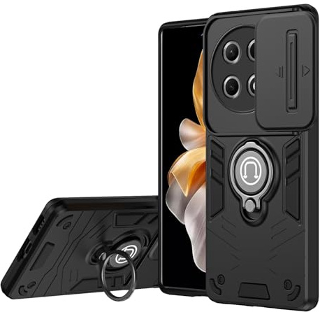 Coque arrière pour smartphone Coque compatible avec Infinix Tecno Camon 30S avec béquille et coque coulissante Compatible with appareil photo, coque de protection robuste et résistante aux chocs de qu