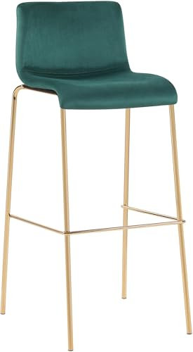 CLP Tabouret de Bar Hoover revêtement Velours I Chaise de Bar avec Dossier et Repose-Pieds I avec Structure métallique Aspect Or, Couleur:Vert