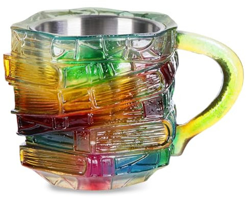 Painted Book Mug, 3D Painted Books Coffee Cup, Novelty Books Stack Coffee Mug, Book Lover Gifts for Bookworm Teachers Literature Lovers Family Friends