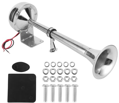 12V Single Trompete - Marine Grade 304 Edelstahl Air Horn Super Laut 125dB Wetterfest für Boot, LKW, Wohnwagen & Allradfahrzeug