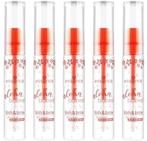 essence aloha, babes! lash & brow gel mascara, Augenbrauengel, Nr. 01, Transparent, definierend, vegan, ohne Mikroplastikpartikel, Nanopartikel frei, ohne Parfüm, 5er Pack (5x9ml)