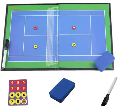 PJWDMWA Tennis-Taktiktafel, Faltbares Magnetisches Klemmbrett Aus PU Mit Trocken Abwischbarem Marker, Taktiktafel for Sportartikel
