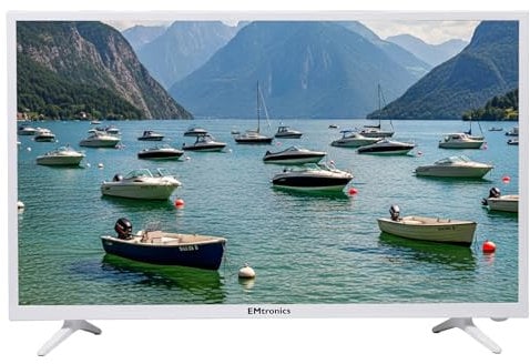 EMtronics 32 inch HD LED TV White with Freeview, HDMI, USB Media Player, Coaxial, AUX, PVR Recording