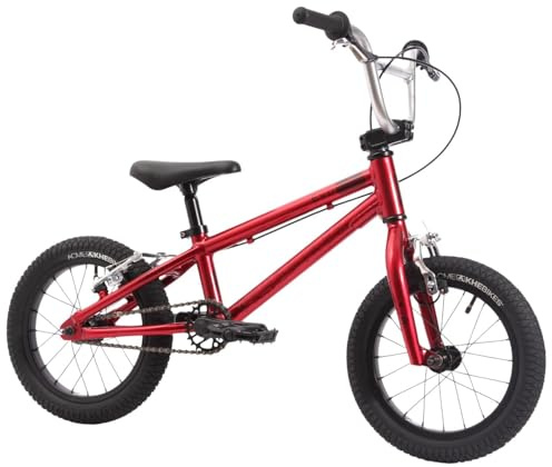 KHE EVO LL Bicicleta BMX de 14 pulgadas 2025 – 7,5 kg de peso ligero, marco de aluminio y manillar, freno trasero en V, neumáticos anchos, para niños a partir de 95 cm – Freestyle BMX para calle