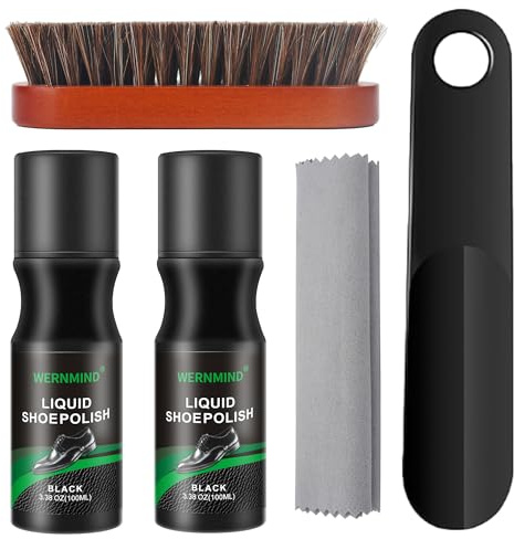 WERNMIND Black Liquid Shoe Polish Kit 100Ml instant Boot Shoe Shine Kit Restore Protect Leather Quick Drying No Buffing Needed