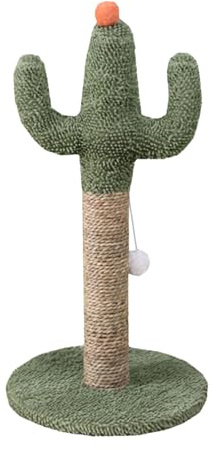 Tiragraffi per gatti, con cactus verde, corda verticale in sisal naturale con base stabile, torre per la cura delle unghie, per gattini, gatti e piccoli animali domestici