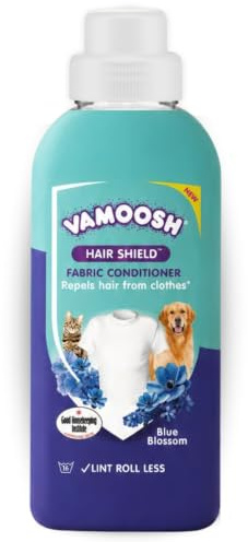 Vamoosh Hair Shield Fabric Conditioner 500ml - Blue Blossom Scent | Liquid Fabric Softener that Repels Pet Hair from Clothes After Washing, Does Not Dissolve Hair – Up to 16 Washes