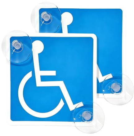 Désactivé Autocollant – 12x12cm, Invalidité Signe de Voiture avec Ventouse, Signe D'invalidité Mobilité, Avertissement Handicapé, Autocollant de Voiture Handicapée(2 Pièces)