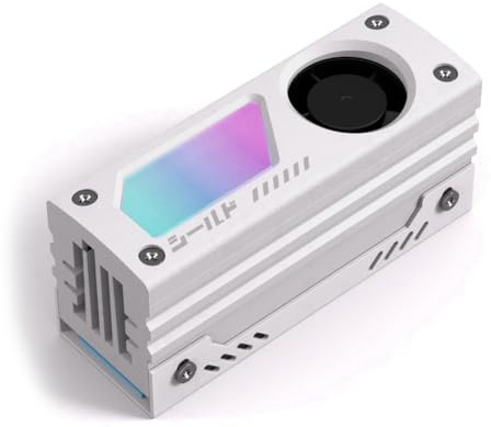 Hipzeepo Radiateur Advanced White M.2 SSD avec Illumination ARGB et Ventilateur PWM de 20 mm pour M.2 2280