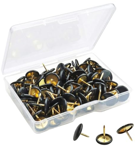 YIPFEN 100 Pezzi Puntine da Disegno, Puntine per Lavagna Sughero, con Teste in Plastica e Punte in Acciaio, per Bacheca in Sughero, Lavagna Decorativa, Ufficio (10 x 8 mm) (Nero)