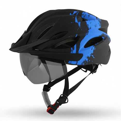 Urban Fahrradhelm mit Visier und LED-Rücklicht – City Helm für Damen & Herren – Ultraleicht (245g) & Sicher – Magnet-Sonnenbrille für Brillenträger geeignet – E-Bike & Trekking