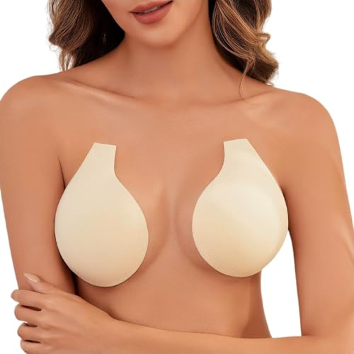 WEISANGMI Sticky Bra for Women Invisible Stick On Bra Strapless Backless Sticky Push Up Bra Skin Friendly Breathable Reusable Silicone Adhesive Bras for Everyday Wearing,Strapless Dress,Wedding